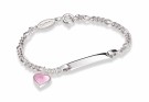 222501 - ID-armbånd i sølv - Rosa hjerte thumbnail