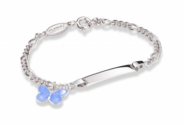 322502 - ID-armbånd i sølv - Lyseblå sommerfugl