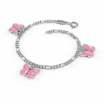 32501 - Charms-armbånd i sølv - Rosa sommerfugler