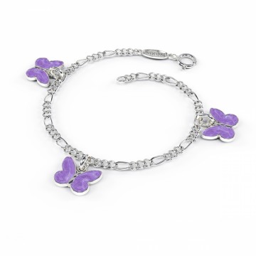32518 - Charms-armbånd i sølv - Lilla sommerfugler